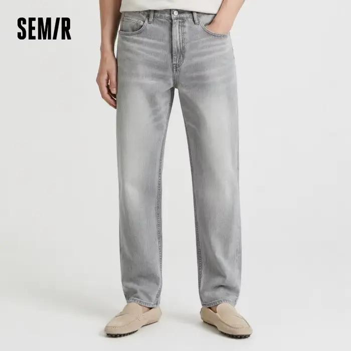 Jean Homme Semir Délavé 2026 Rétro Coupe Ample Droite Uni Style Urbain Décontracté Quotidien Doux Confortable Tendance