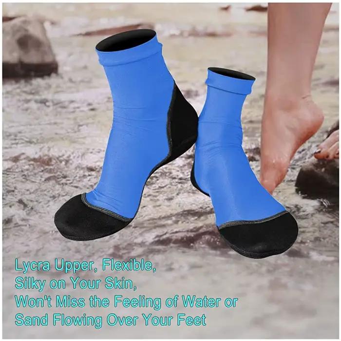Chaussettes à ailerons en néoprène pour sable et plage, dessus fin en polyester, semelles en néoprène, protection solaire, pour volley-ball, football et activités plage