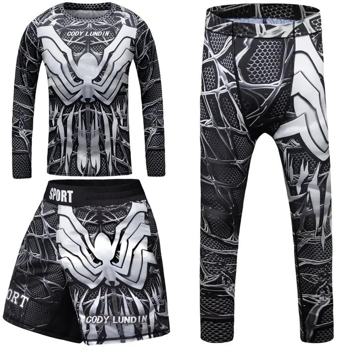 Ensemble d'entraînement de boxe pour enfants, chemise et pantalon de compression pour garçons, Muay