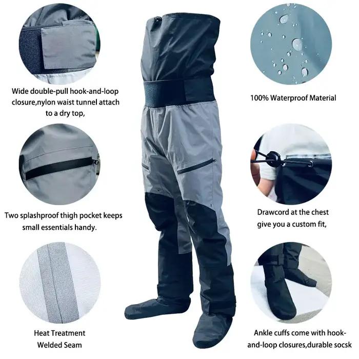Pantalon de pataugeoire imperméable pour hommes et femmes, vêtements de bavoirs à sec, kayak, bateau