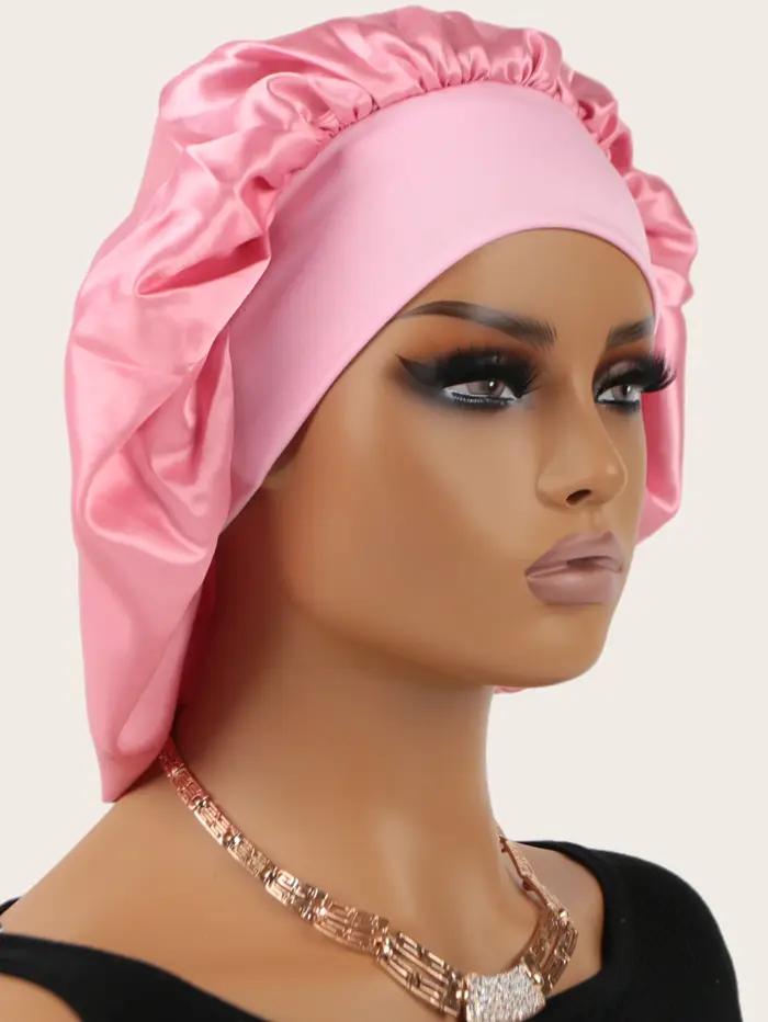 Bonnet de nuit unisexe en Satin soyeux, bandeau élastique, Extra Large, avec bande élastique de qual