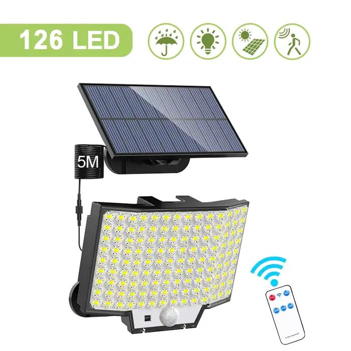 348LED lampe solaire lumière de sécurité extérieure avec capteur de mouvement étanche 126/328LED pro