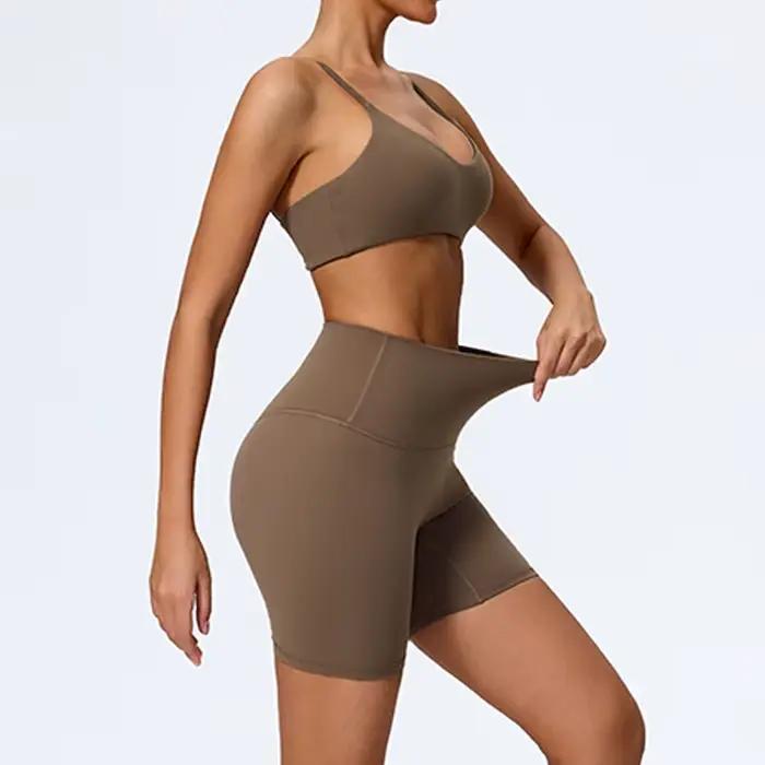 Hearuisavy Ensemble 2 pièces d'été ultra-doux pour femme : Short de sport respirant et Brassière de