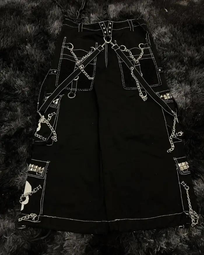 Jean à jambes larges pour hommes, marque de mode de rue, Design Skull Bone, style rétro Harajuku, pa