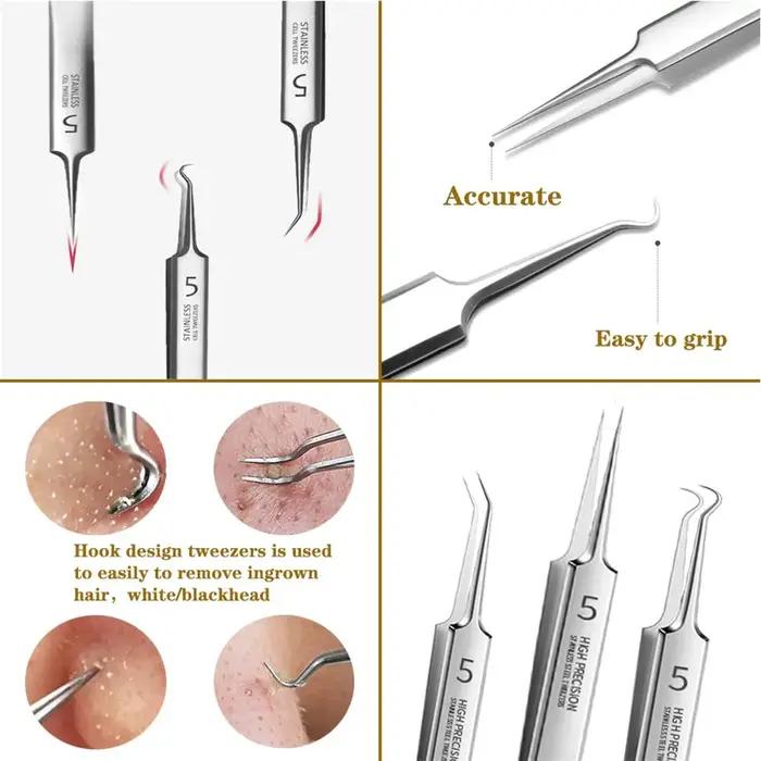 Allemand Ultra-fin N° Pincettes à Clip pour points noirs, 5 cellules, pour Salon de beauté, spécial