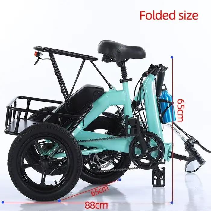 Tricycle Électrique Pliable Double Siège Adulte Enfant Vitesse Sécurité Autonomie Portée 70Km Confort Pratique Occasions Familiales Parc Visites