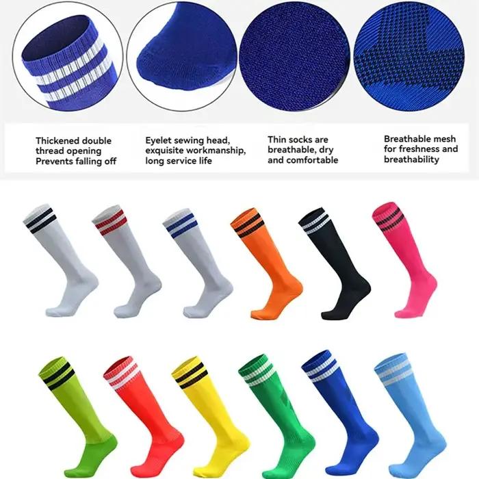 Loogdeel 1 paire de chaussettes de Football à rayures, hauteur des genoux, chaussettes de sport d'éq