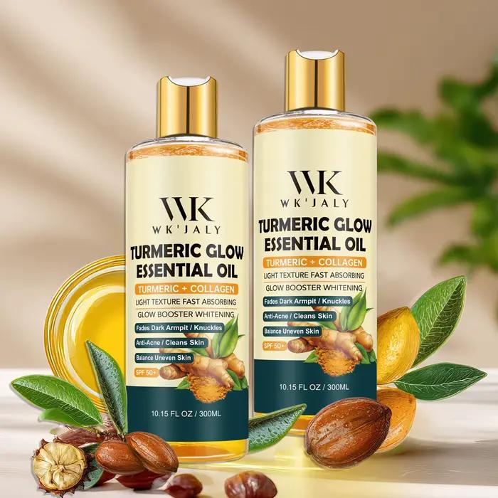 WK JALY Huile essentielle pour le corps au lueur de curcuma, hydratante, blanchissante, estompe les