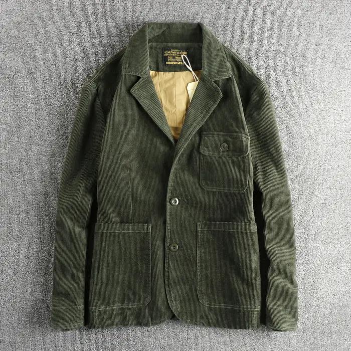 Rapingent-Costume décontracté en velours côtelé de coton lavé pour hommes, veste ample, mode vintage
