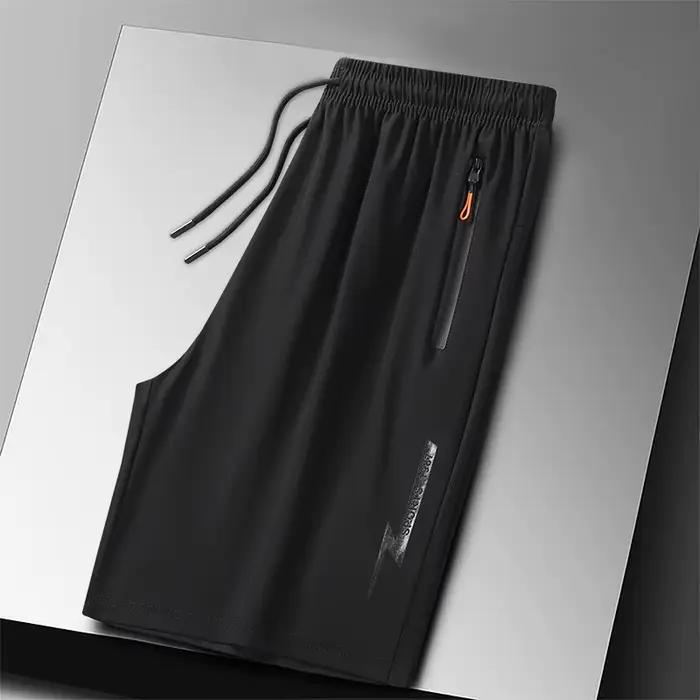 Short de Sport en soie glacée pour homme, grande taille, respirant, à séchage rapide, avec cordon de