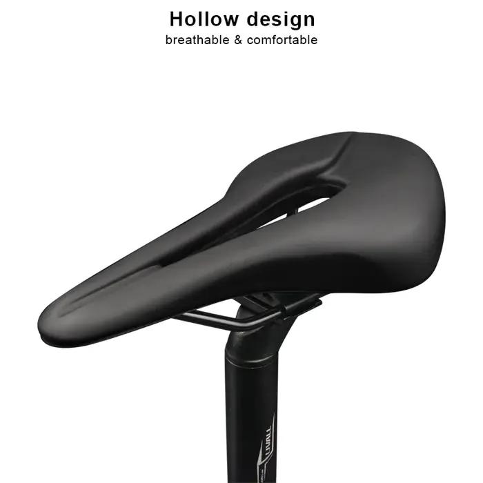 Selle de vélo en cuir PU design creux respirant siège doux confortable pour VTT et vélo de route pièce cyclisme occasionnels sorties et cadeaux