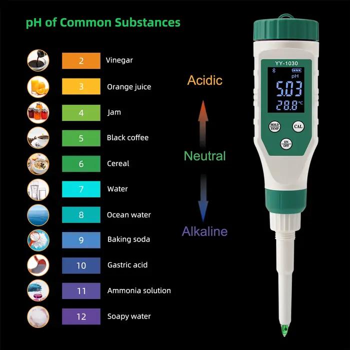 Ph-mètre alimentaire numérique Bluetooth 0.00 ~ 14.00, capteur de haute précision, testeur intellige