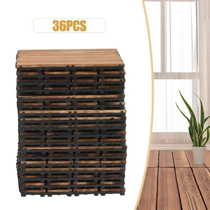 Carreaux de sol imbriqués en bois dur, carreaux de plancher imbriqués en bois, 12 po × 12 po imbriqu