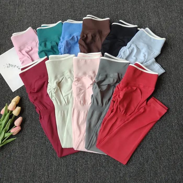 Leggings de Fitness pour femmes, taille haute, pantalons de Yoga sans couture, froissés, butin, pêch