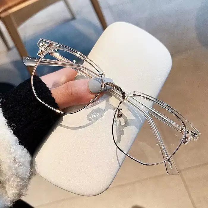 Lunettes carrées unisexes à la mode pour hommes et femmes, monture métallique, lunettes polygonales,