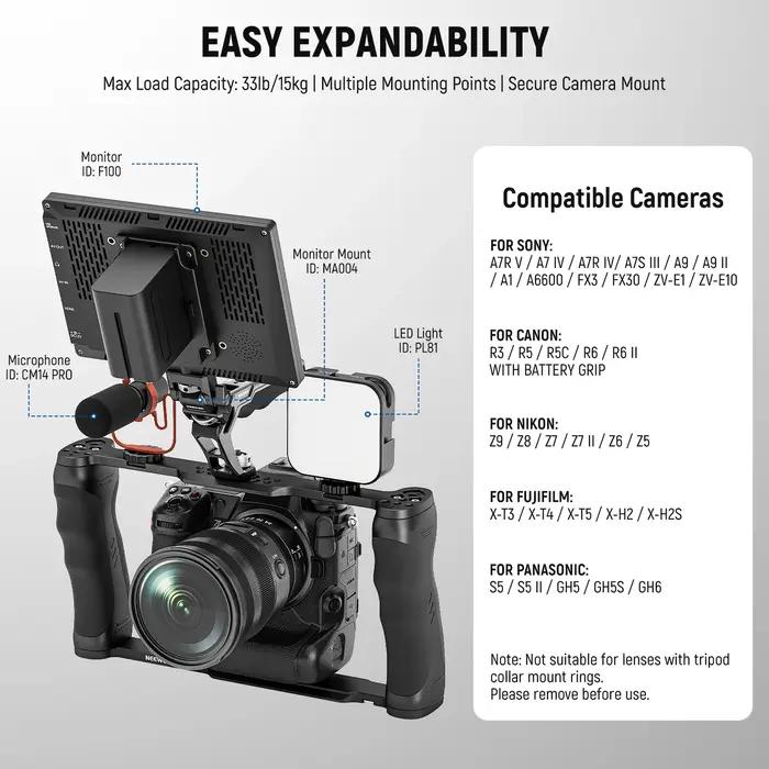 NEEpacks-Stabilisateur de caméra universel avec poignée supérieure, kit de localisation ARRI 3/8 ",