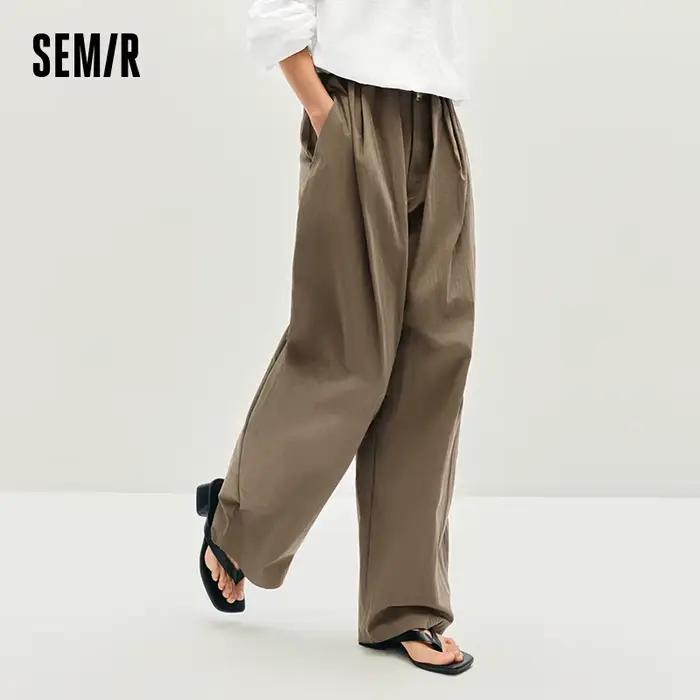 Semir femmes pantalon texturé ample incurvé Long décontracté mode vêtements pour femme texturé tissu