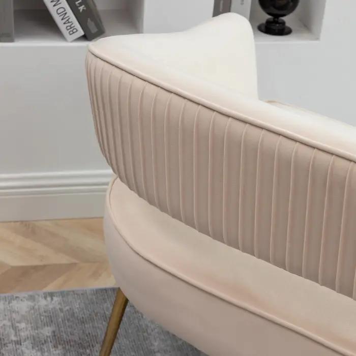 Causeuse touffetée en velours avec pieds en métal, canapés pour salon, canapé confortable, luxe abor