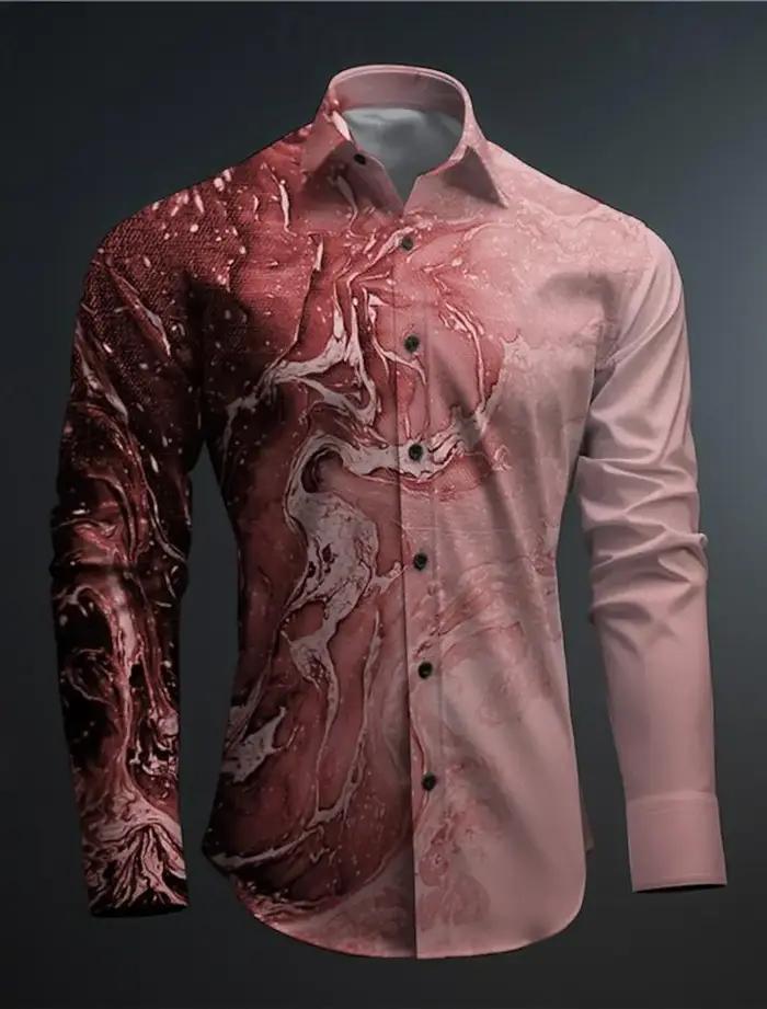 Chemise d'affaires décontractée pour hommes, imprimée en 3D, fête, vacances de rue, automne hiver, c