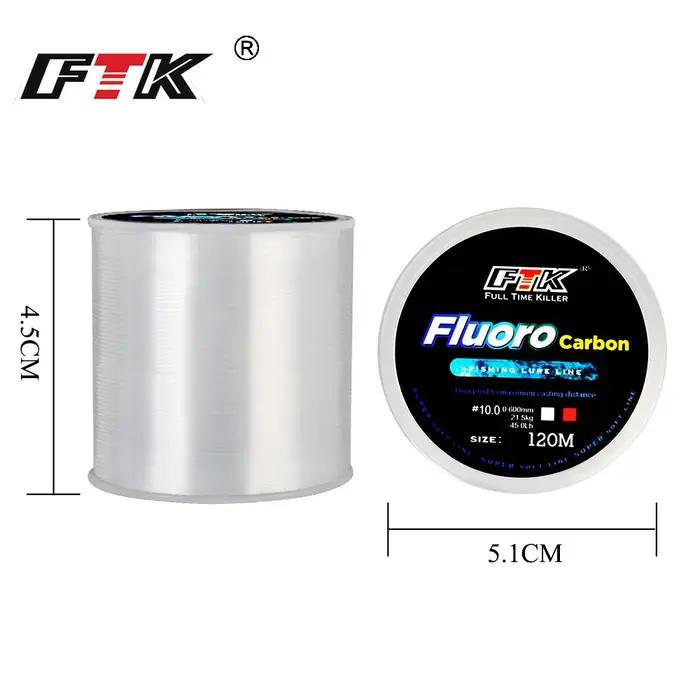 FTK 120m ligne de pêche Invisible mouillée revêtement fluorocarbone ligne de pêche 0.20mm-0.60mm 7.1