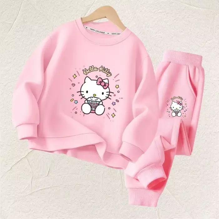 Ensemble de vêtements d'automne pour bébé fille, sweat-shirt et pantalon imprimés de dessin animé Sa