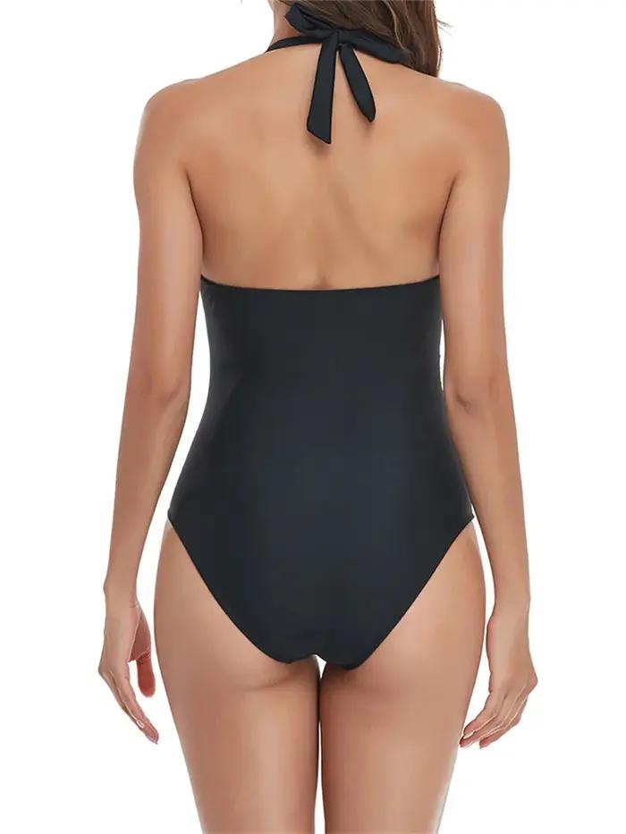 Sexy licou imprimé maillot de bain une pièce maillots de bain vintage femmes dos nu maillot de bain