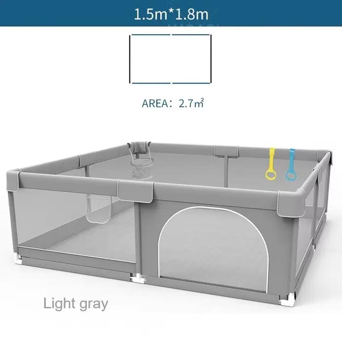 IMBABY Aire de jeux pour bébé 150x180 cm Parc pour bébé Boîte de clôture pour enfants grise avec par