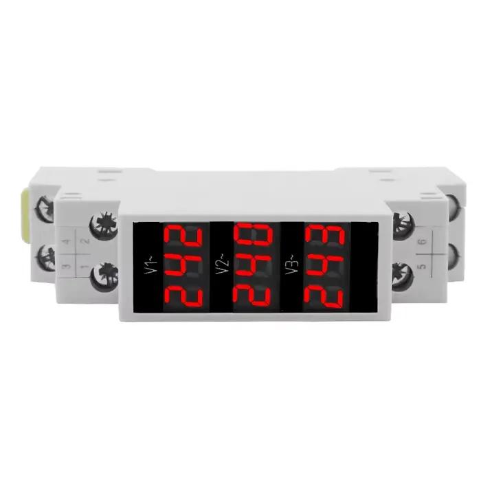 Voltmètre triphasé LED, Mini affichage numérique, compteur de tension modulaire 80-500VAC, Rail Din