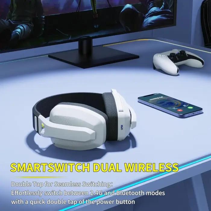 BINNUNE BW06 casque de jeu sans fil 2.4GHz avec micro pour PS5 PS4 PC Mac Playstation casque de jeu