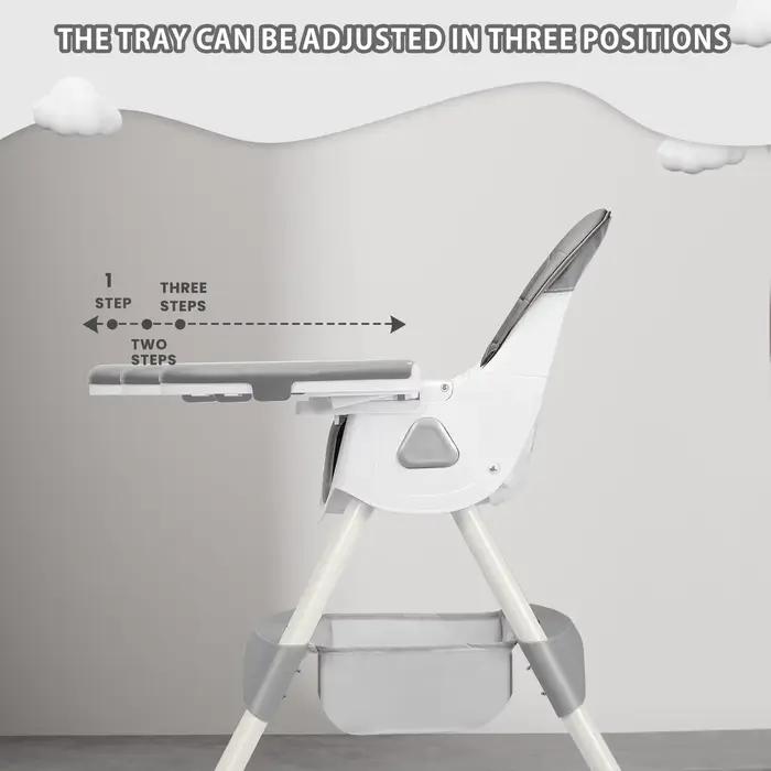 Chaise haute pliable pour bébé (6+ mois) : grand coussin antidérapant, porte-jouets et conception d'