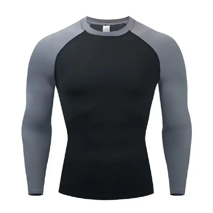T-shirt de Compression à manches longues pour hommes, chemise de course, de musculation, à séchage r