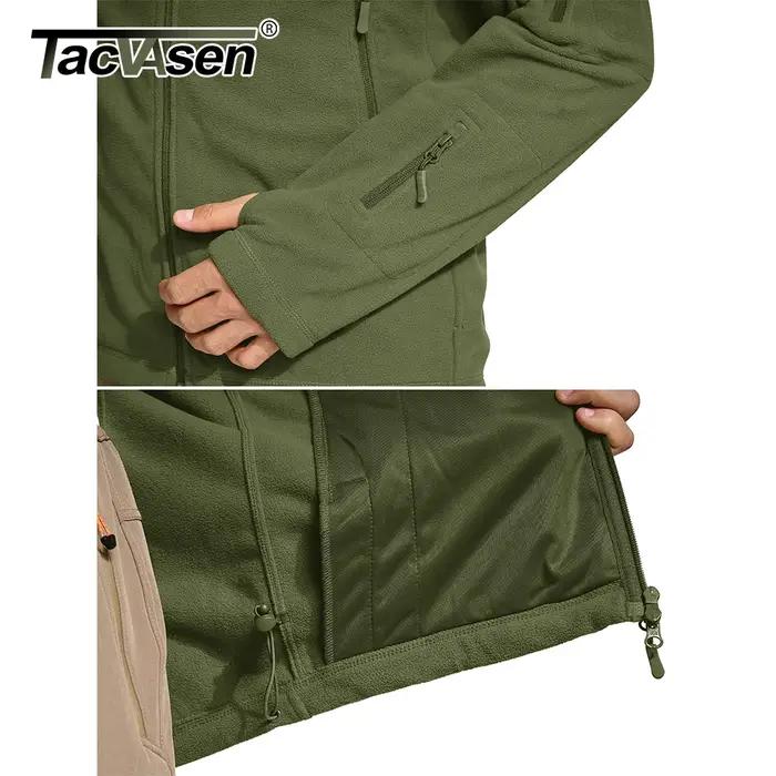 TACVASEN Veste polaire à capuche pour homme automne hiver chaud fermeture éclair complète randonnée