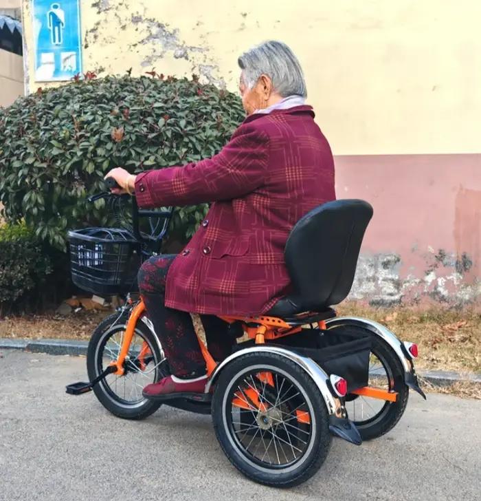 Mini vélo électrique à trois roues moteur 250W pour personnes âgées et handicapés siège confortable paniers avant arrière pour déplacements quotidiens et sorties