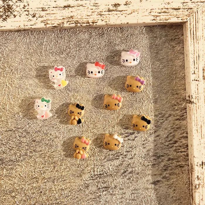 Boîte de 12 compartiments, Mini décorations d'ongles 3D Hello Kitty, Breloques pour nail art Y2K Haw