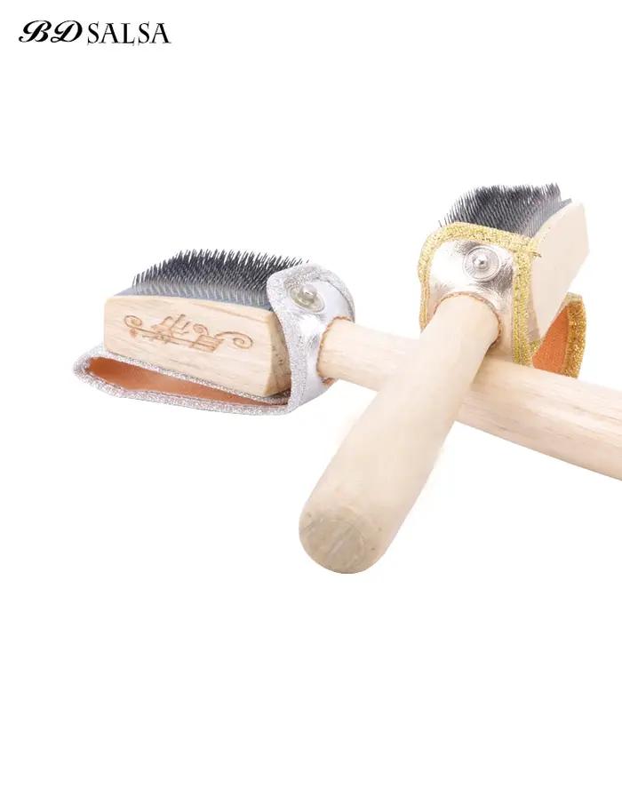 Brosse en acier à manche en bois massif, accessoires de danse BD authentiques, résistantes à l'usure