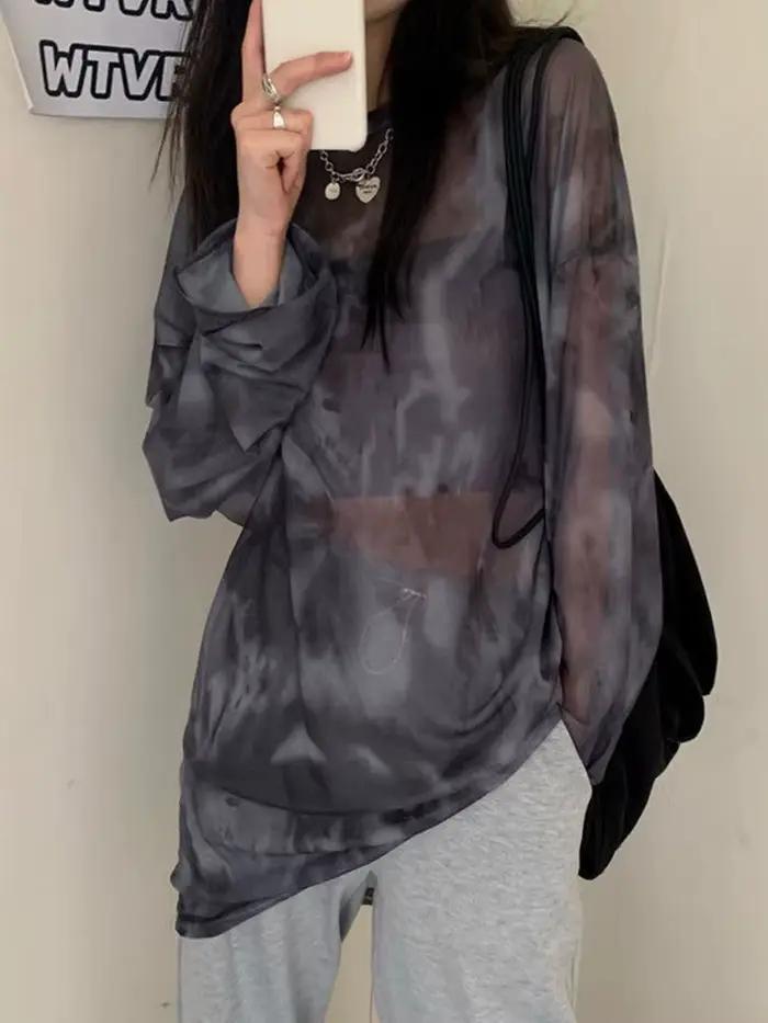 T-shirt à Manches sulfpour Femme, Vêtement Confortable et Chic, Minimaliste, Harajuku, Printemps