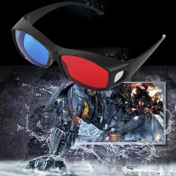 Lunettes 3D universelles pour jeu de film Anaglyph, monture noire, rouge, bleue, de haute qualité, n