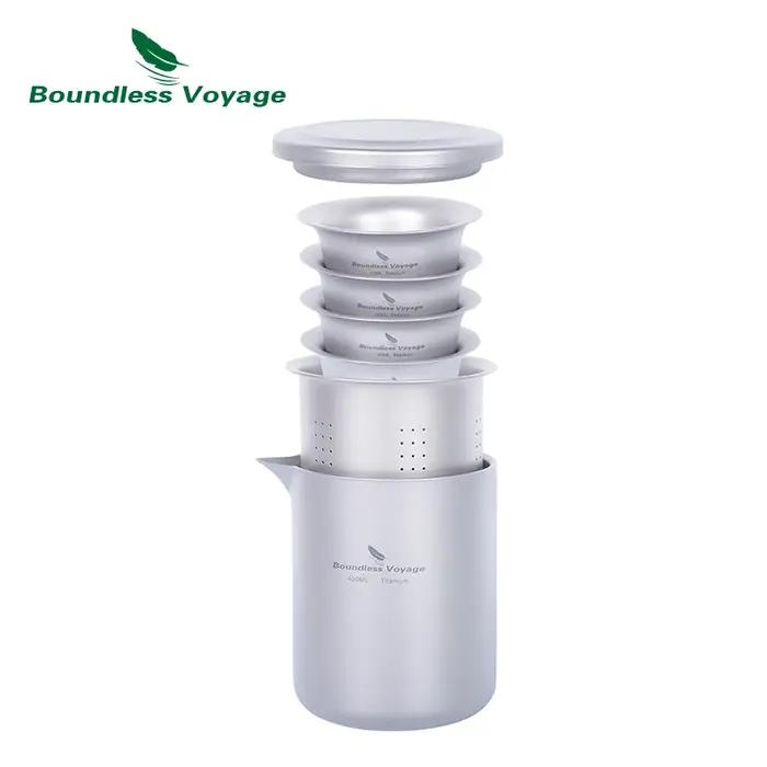 Boundless Voyage-Service à thé en titane à double paroi, théière légère avec filtre, camping en plei