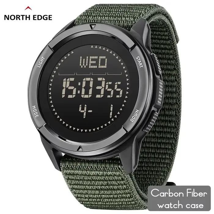 NORTH EDGE ALPS montre numérique en fibre de carbone pour hommes choc militaire sport boussole extér