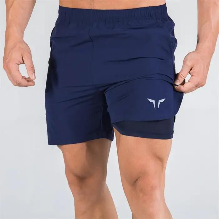 Short de sport homme slim double pont - Pantalon fitness respirant à séchage rapide pour entraînement