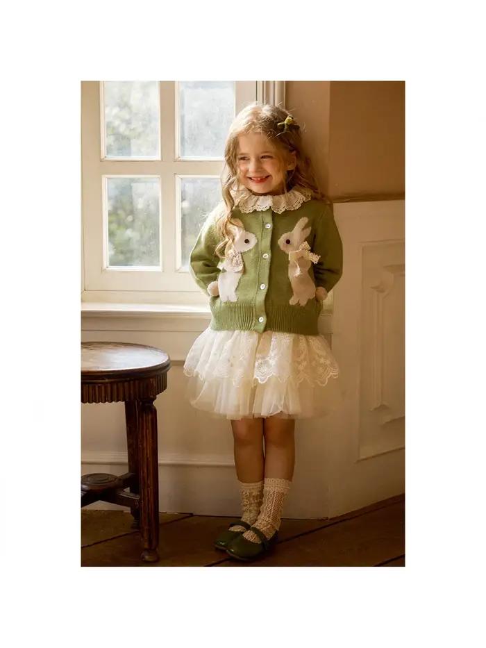 Veste Cardigan tricotée en Jacquard pour filles, vêtements d'automne pour enfants, Cardigan tricoté