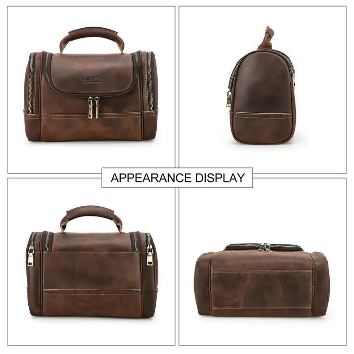 Contact's hommes voyage d'affaires lavage trousse de toilette Crazy Horse cuir outil de lavage sac d