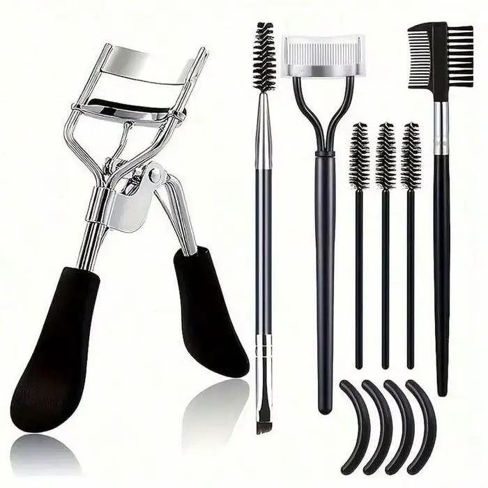 Kit de toilettage de cils 11 en 1, comprend un recourbe-cils avec séparateur de peigne, une baguette