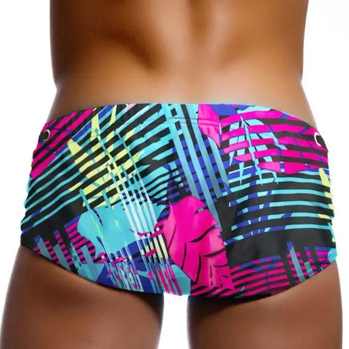 Maillot de bain Sexy pour hommes, imprimé feuilles, Boxer, slip, Bikini, coupe brésilienne, maillot