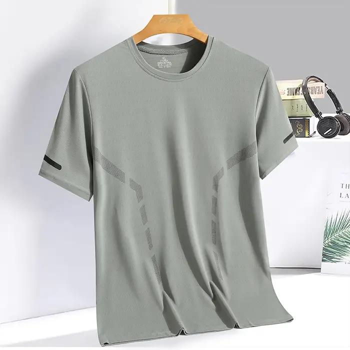 Homme Running T-shirt Respirant commissionné Été Top Gym Fitness Running Mince Manches Courtes Sport