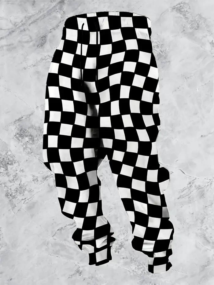 2025 pantalon à motif à carreaux pantalon de rue poches latérales pour hommes cordon élastique panta