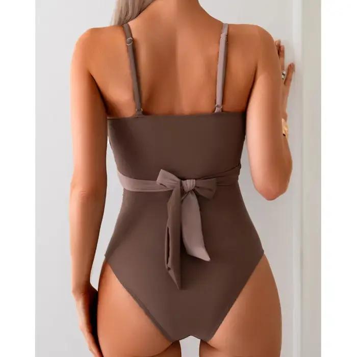 Maillot de Bain Une Pièce Femme Grande Taille - Sexy Fermé pour Piscine et Plage Été