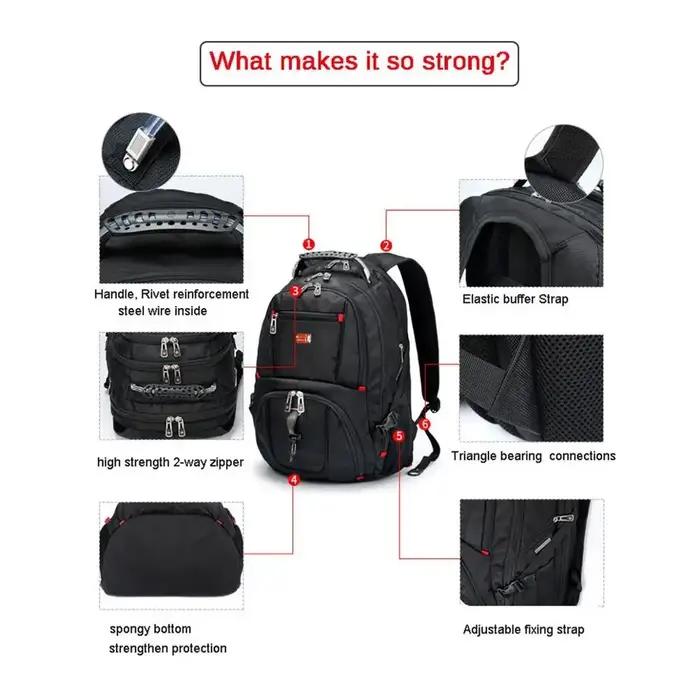 Sac à dos pour ordinateur portable de 17 pouces, multifonctionnel, durable, avec port de charge USB,