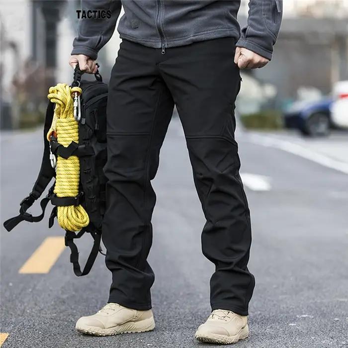 Pantalon tactique en polaire Softshell pour homme, coupe-vent, chaud, imperméable, pour randonnée en