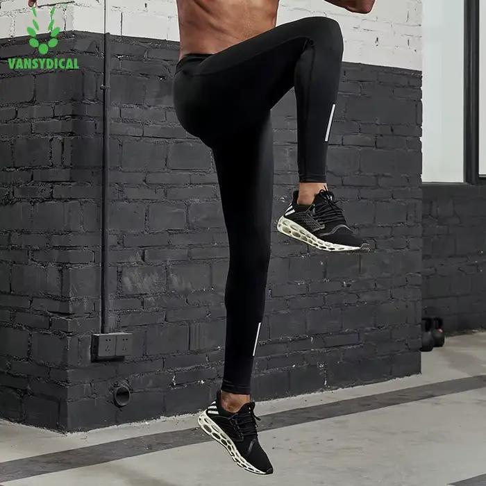 VANSYDICAL pantalons de Compression hommes collants de course avec rayé réfléchissant basket-ball Le